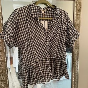 Dylan gingham ruffle top XS